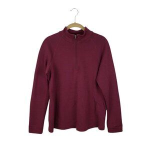 Ibex Shak Quarter Zip Merino Wool Sweater Burgundy 1/4 Zip Womens Large